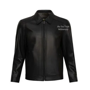 Áo Da Nam Cổ Bẻ Đức Khóa Kim Xuông - Đen (DC022AA) Nâu (DC023AA)