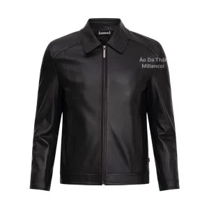 Áo Da Nam Cổ Bẻ Phillip - Đen DC026AA