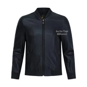 Áo Da Nam Bomber Millan Đen - DC03AA
