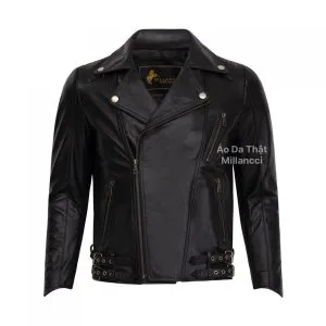 Áo Da Nam Biker Bò Mềm - Đen DB018AA