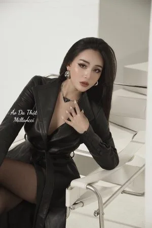 Áo Da Măng Tô Tay Cúc Khuy Cao Cấp - Đen DC035AB