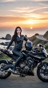 Cá Tính Tối Giản: Áo Da + Quần Skinny Đen