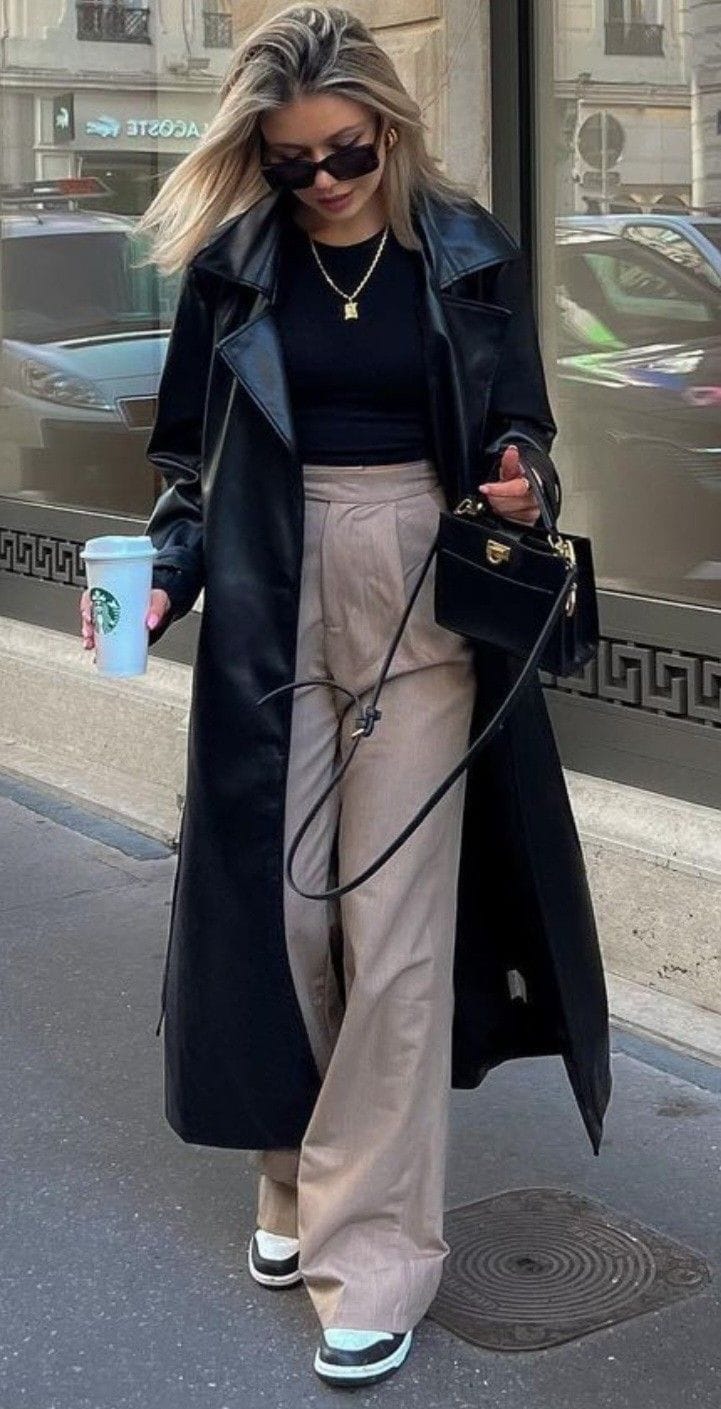 Áo Da Nữ Dáng Dài Oversize