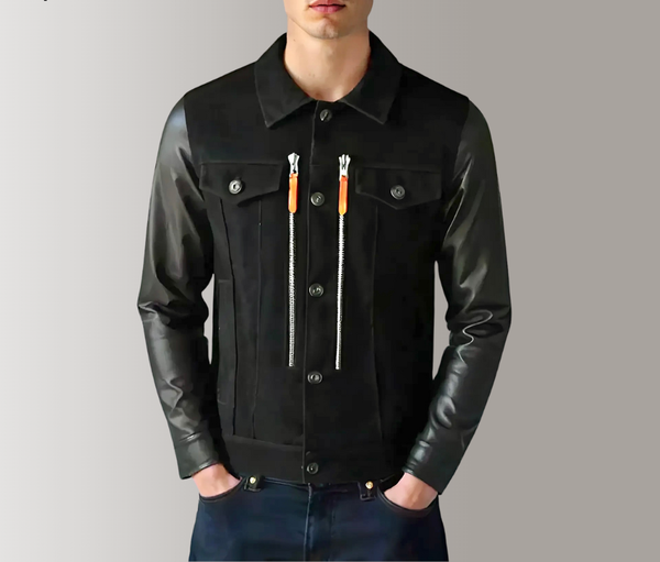 Top 10 Mẫu Áo Da Nam Đẹp, Chất Nhất 2025 16 Áo Da Kết Hợp Vải Sáng Tạo