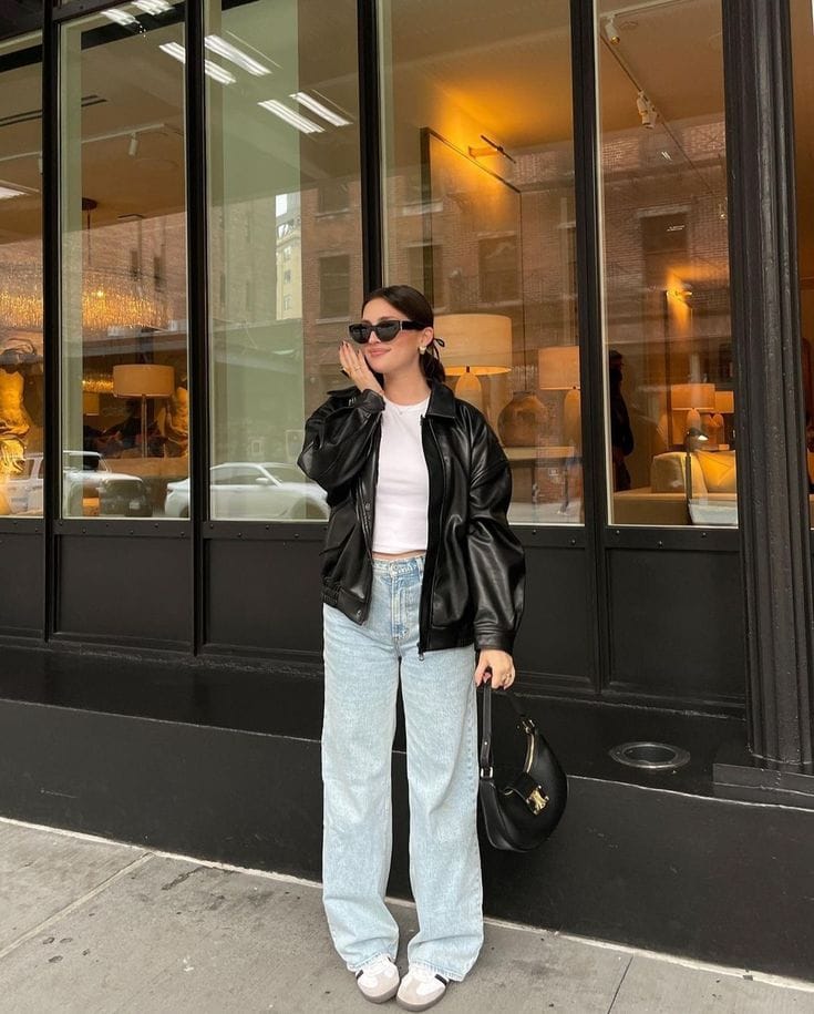 Áo Da Nữ Hàn Quốc - 15 Mẫu Hot Nhất Hiện Nay 12 Áo Da Bomber Phi Công