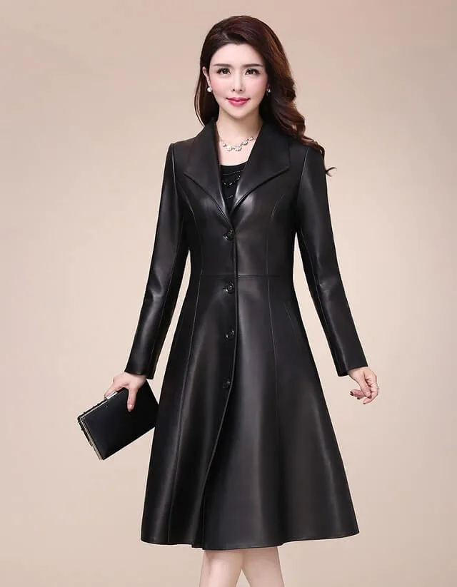 Áo Da Nữ - Hướng Dẫn Chọn Lựa & Phối Đồ Toàn Diện 2025 14 Áo Da Nữ Dáng Dài (Longline Coat)