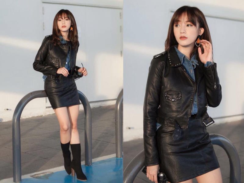 Áo Da Nữ Công Sở - 12 Cách Phối Lịch Sự Mà Vẫn Cá Tính 10 Set váy da kết hợp áo sơmi