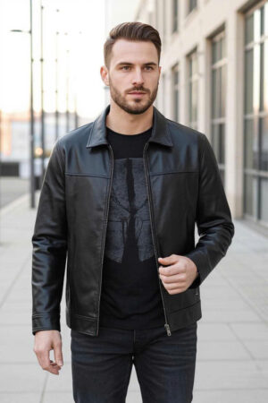 Áo Da Nhập Khẩu Nam Nữ - Millancci 40 BÒ CỔ BẺ BODY NGÂN TRƠN -ĐEN DB012AA