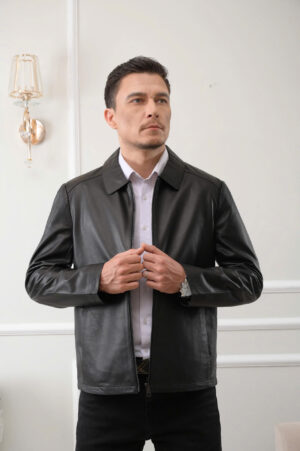 Áo Da Nhập Khẩu Nam Nữ - Millancci 32 NAM VIỀN DẦU GẤU NHỎ NÓT NỈ CAO CẤP-ĐEN. DC116AA