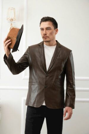 VEST DA CỪU ĐỨC/VEST XẺ- Nâu
