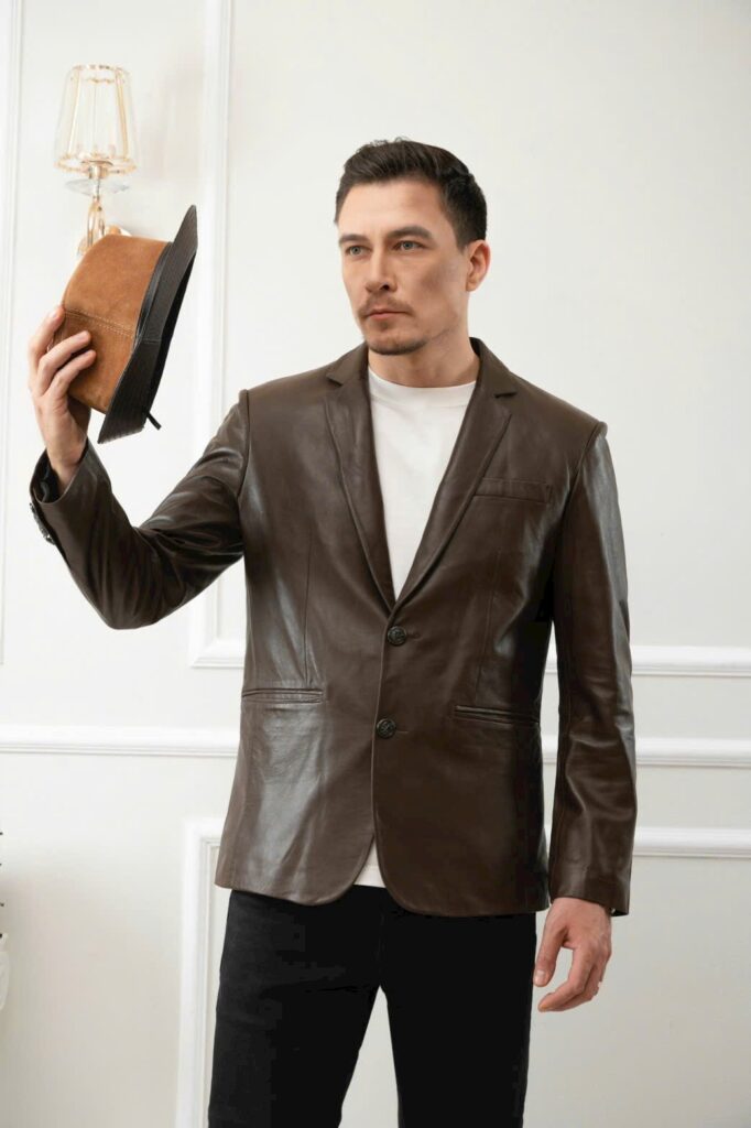 VEST DA CỪU ĐỨC/VEST XẺ- Nâu