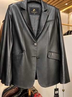 Vest Da cừu đức blazer - đen